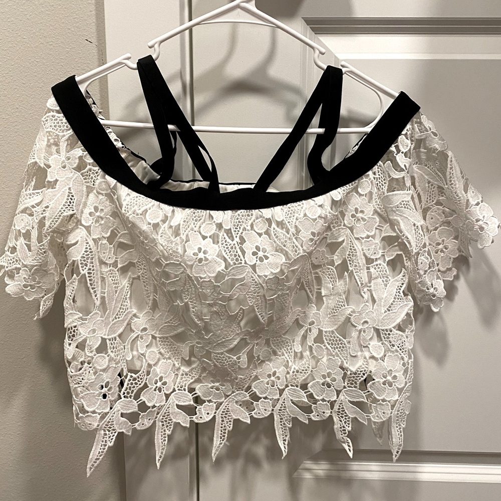 White lace party top